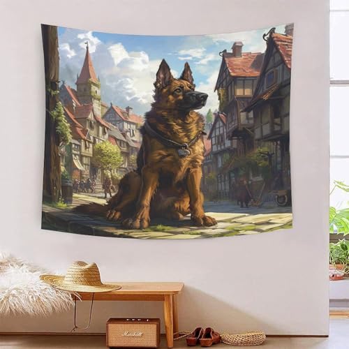 Tapisserie berger allemand 3D 180x230cm grand format pour decoration murale
