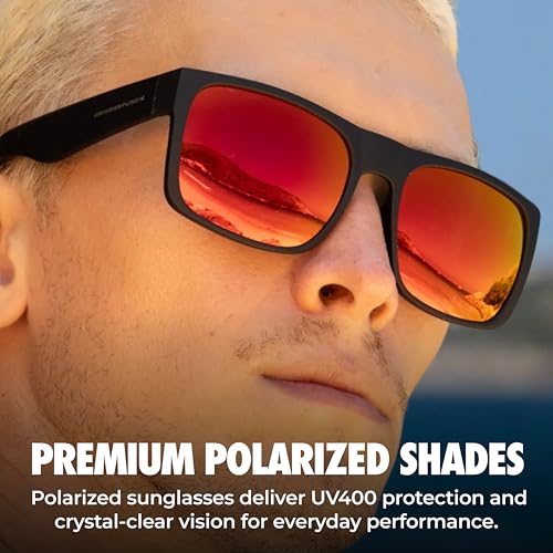 Image of grinderPUNCH Polarized Square Sunglasses for Men UV400 Protection Driving Fishing Sunglasses Mens Shades Mirrored Sunglasses