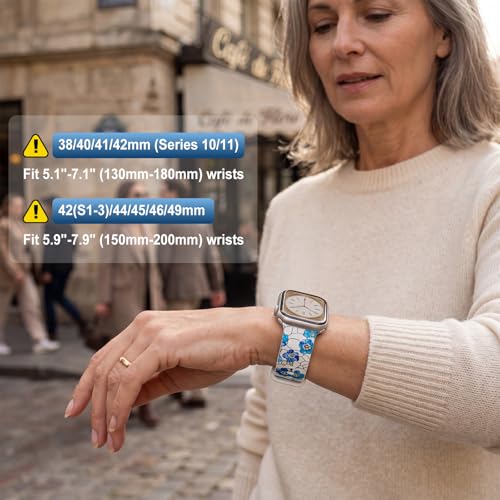Image of Floral Band Compatible with Apple Watch Bands for Women 40mm 42mm 41mm 38mm 44mm 45mm 46mm 49mm, Cute Pattern Flower Soft Silicone Sport Strap for iWatch Series Ultra 11 10 SE 9 8 7 6 5 4 3 2