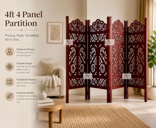 Image of Partition for Living Room,Divider,Partition Wall Divider Screen Separator, Wall Panel Divider for Hall | Bedroom |Office | Puja Room | Restaurant S Design (4 Feet 4 Panel)