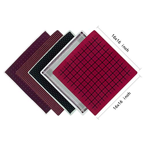 Image of 5 Pack Handkerchief Mens Cotton Luxury Hot Silver Gift Box Set, Vintage 40x40cm Fancy Design Pocket Square Hankie Gift Pack
