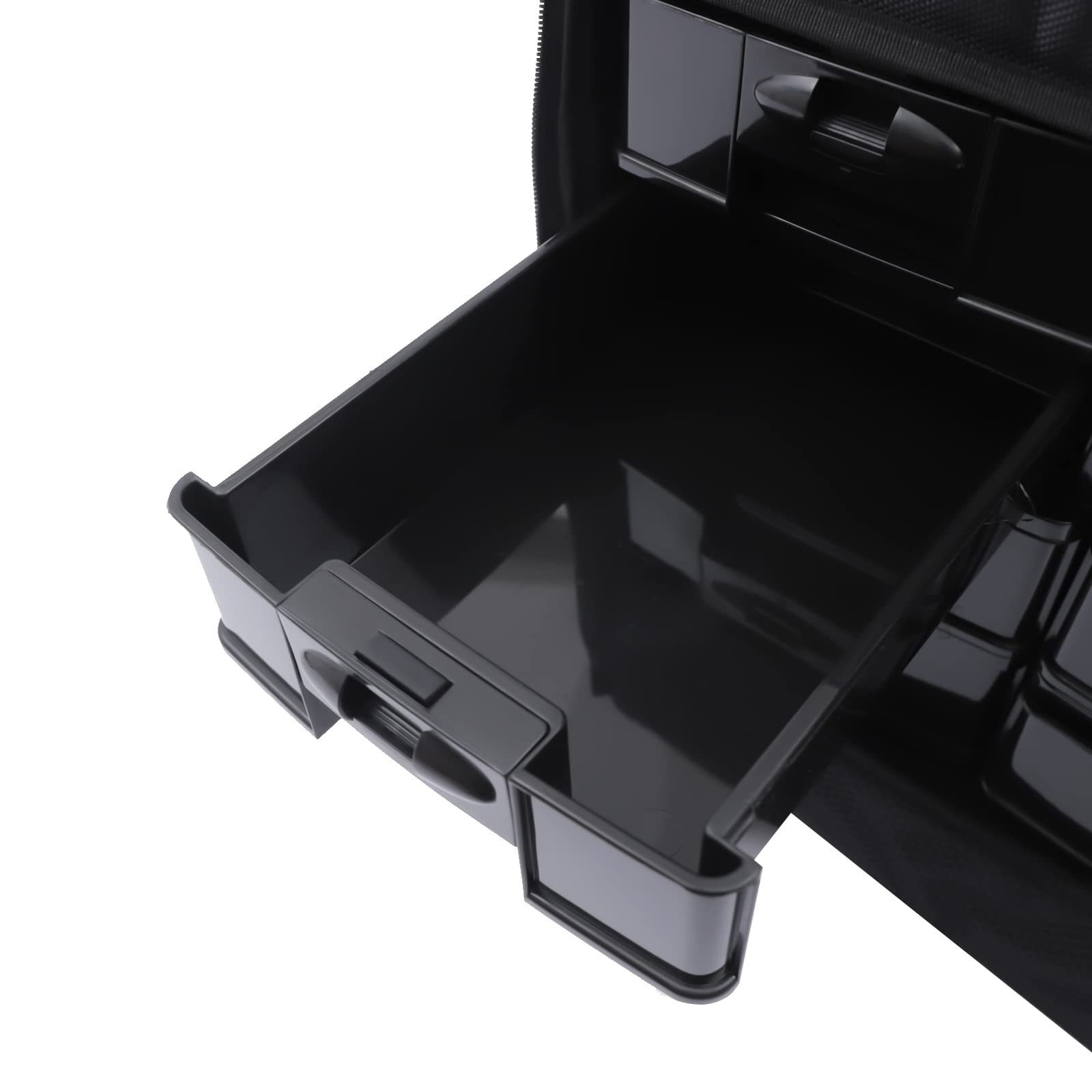 Valigetta cosmetica 2 in 1, per trucchi, colore nero, grande valigetta da parrucchiere con 8 cassetti, ruote professionali