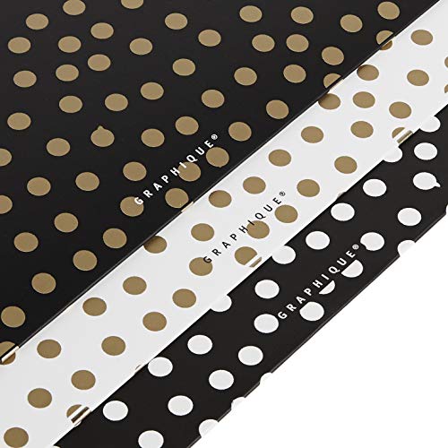 Graphique Designer Black, White, And Gold Polka Dots File Folders | Set Of 9 (3 Designs) | Letter Size Organizers | Decorative Office Supplies | Durable Coated Cardstock | 1/3-Cut Tabs #TOP4