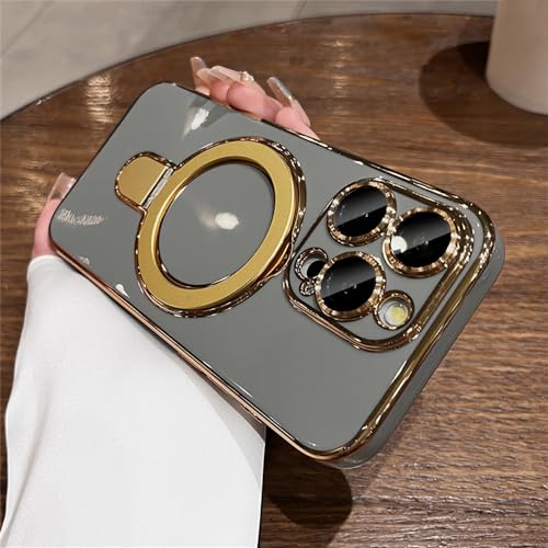 Coque de luxe pour iPhone 15 Pro en silicone plaqué effet titane et magnétique