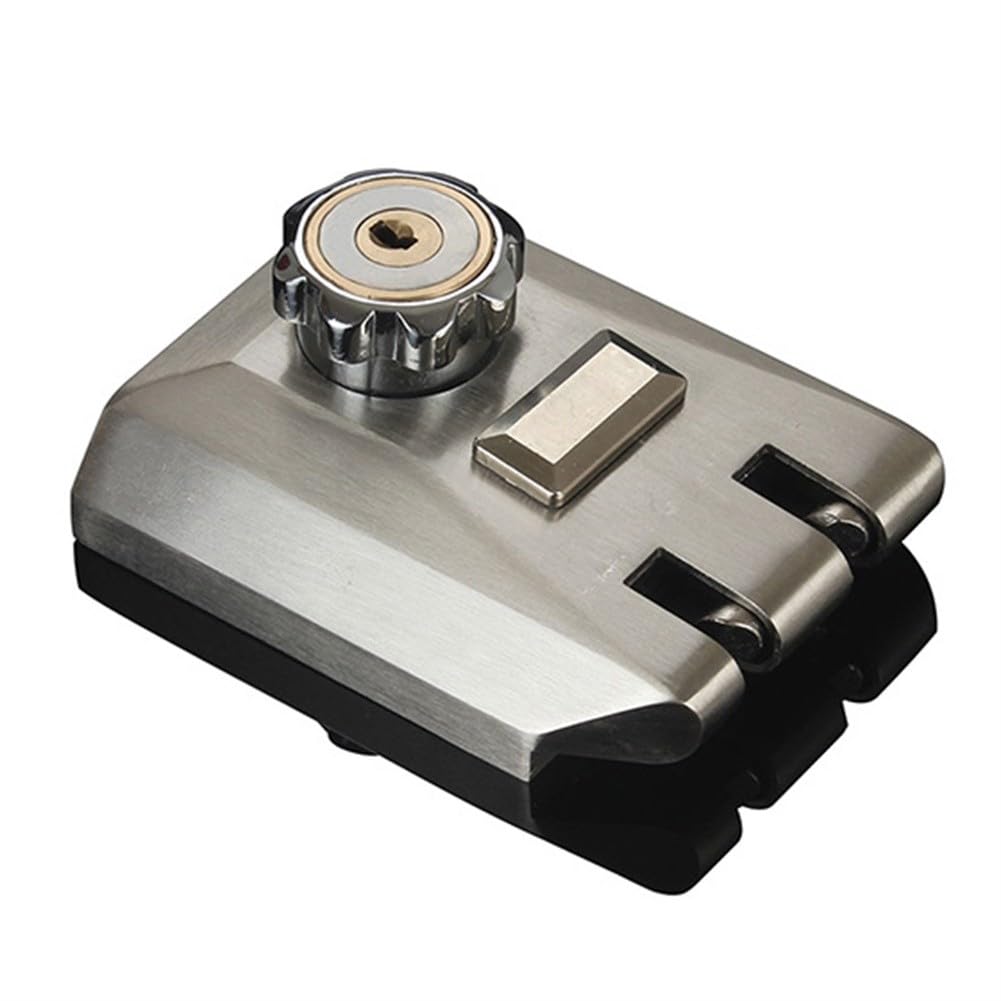 Cerradura de puerta corrediza, aleación de zinc resistente, antirrobo, seguridad para puerta del hogar, puertas de apertura interior, acabado cepillado con placa de hierro soldable