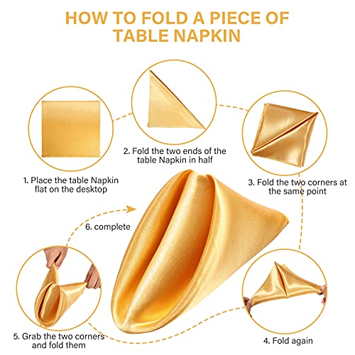 26 Pieces Gold Satin Table Runners Decoration Include 24 Pieces 17 X 17 Inch Square Satin Napkins And 2 Pieces 12 X 108 Inch Long Table Runner Smooth Fabric Table Runner For Party Dinner Wedding Table #TOP3
