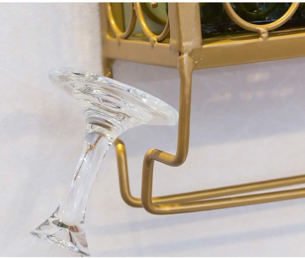 Wine Racks European Wall-Mounted Wine Rack with Shees and Goblet Glass Holder Wine Rack Wine Glass Holder Black