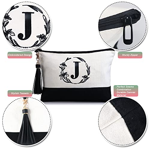 Beegreen Monogram Makeup Bag For Women Unique Birthday Gifts For Mother Teachers Friends Embroidery Cosmetic Bag With Inner Pocket Toiletry Bag Letter J #TOP3