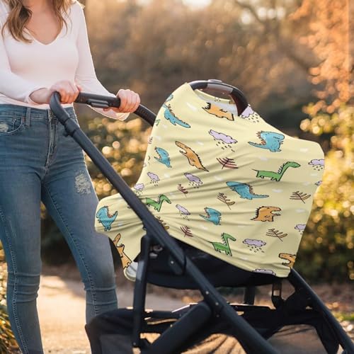 Image of Cute Dragon Multi-Purpose Baby Car Seat Cover Dust Cover Breathable Sun-Proof Infant Stroller Cover Privacy Protection Soft Multifunctional Breastfeeding Shawl