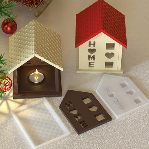 Broviti XH-559 4Pcs Art House Shape Resin Silicone Molds 3D Micro Doll House Epoxy Casting Molds thumb #6