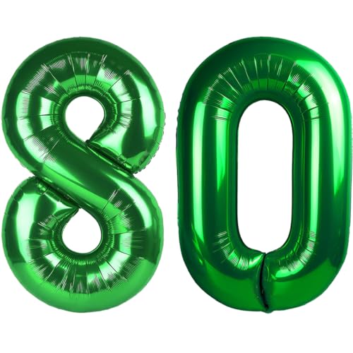 Image of Number Balloons Green Party Balloon - Giant Number 80 Balloon, 40 Inch Large Balloon for St. Patrick's Day Games Theme Birthday Decoration, Girls Boys Party Supplies