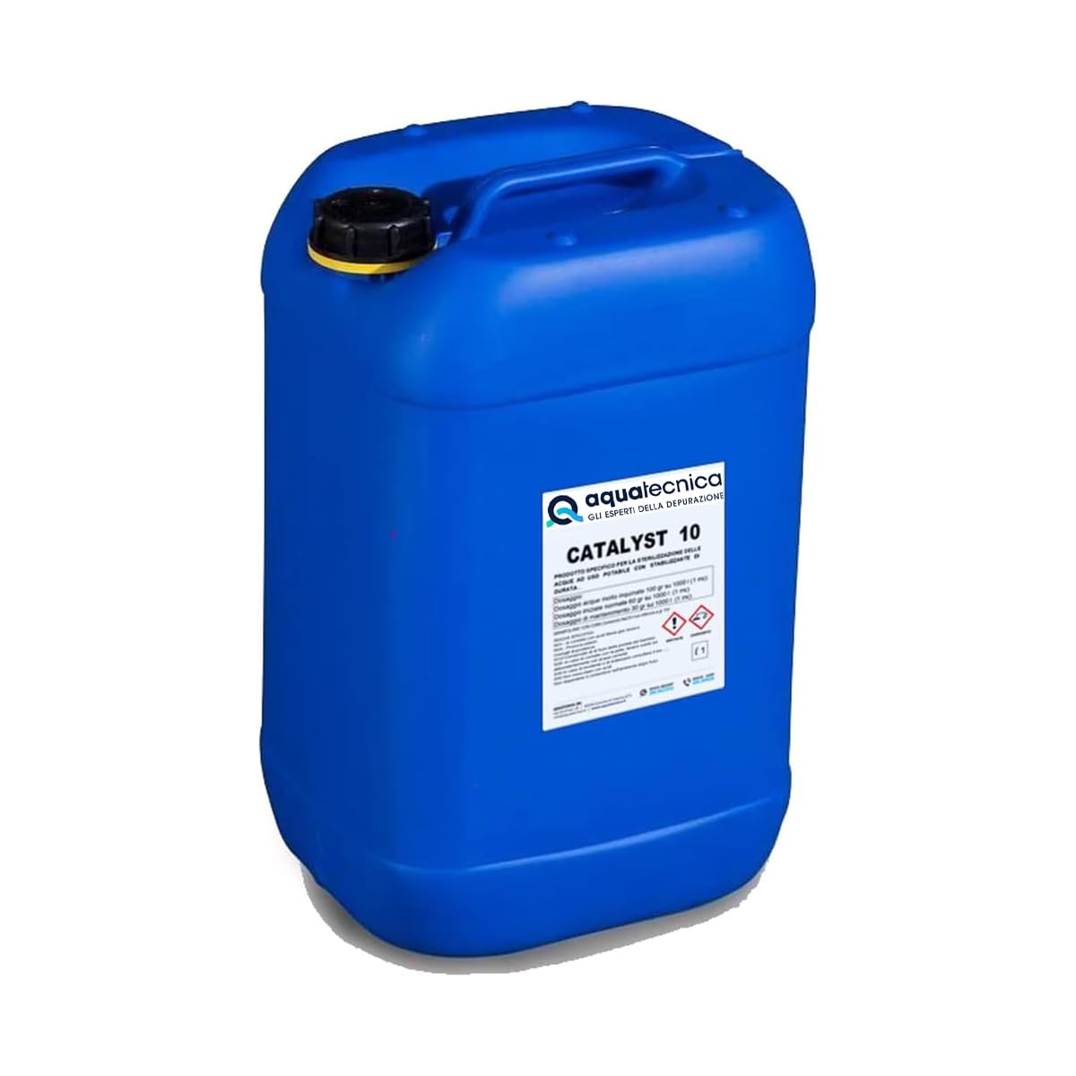 AcquaHome® Catalyst 10 – Cloro líquido para desinfección y desinfección de aguas potables y no potables, esterilización de piscinas pozos de tanques – Bidón de 25 litros