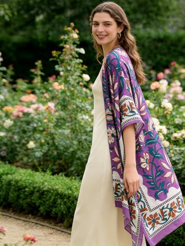 Image of Spicy Sandia Kimonos for Women Floral Beach Cover Up Loose Swimsuit Bathing Suit Coverup Cardigan for Summer Swimwear