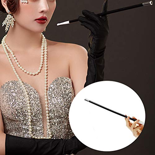 nuoshen 5 Pieces 1920 Accessories Set, 1920s Fashion Flapper Headband Cigarette Holder Long Gloves Pearl Necklace Great Gatsby Accessories for Women(Black) - Image 7