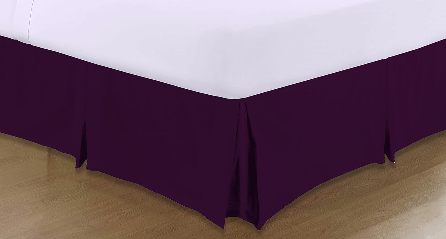 A ATH COLLECTION Pleated Base Valance Sheet Easy Care Polycotton Base Valances Bed Skirt with 40 CM Valance Drop (King, Plum) โ image 1