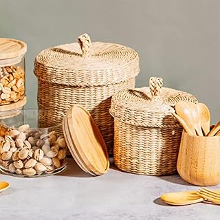 Sass & Belle (Set of 2) Seagrass Baskets with Lid