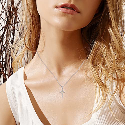 Distance Cross Necklace For Women 925 Sterling Silver Angel Wings Pendant Necklace For Girls Mom Wife #TOP3