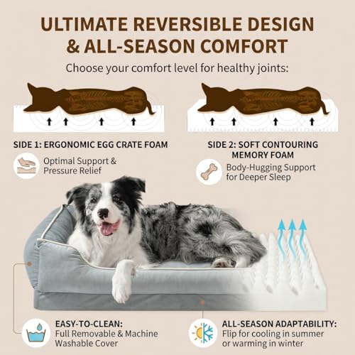 fairy pet Orthopedic Dog Bed for Medium to Large Dogs & Cats, Grey by fairy pet - Used condition - Image 3