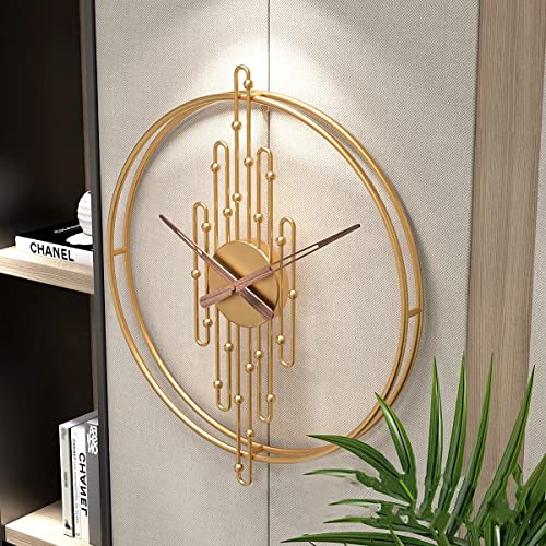 Minimalist Modern Decorative Nordic Large Oversized Wall Clock, 3D Numberless, Handmade Iron Metal, Luxury Art Design, Silent, Battery Powered, Gold, 24 X 2.75 X 27.60 Inch #TOP7