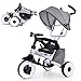 4 in 1 Triciclo para Niños, Plegable Triciclo Evolutivo con baranda desmontable, toldo ajustable, arnés de seguridad, pedal plegable, bolsa de almacenamiento, freno, diseño de absorción de impactos
