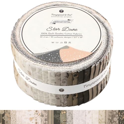 Tinyspool & Co. Jelly Roll Tiras de tela para acolchar, manualidades y costura, paquete surtido de 40 tiras, algodón suave para manta, alfombra, tapicería, decoración del hogar y fabricación de bolsos