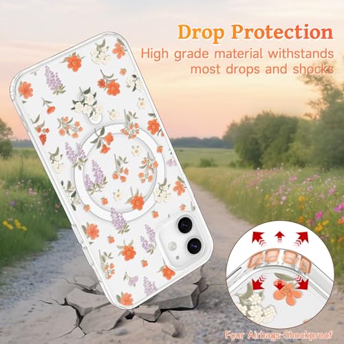 Protection iPhone 11 transparente Magsafe avec étui rigide à fleurs - 3