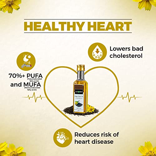 Image of nutndiet Cold Pressed Niger Seed Oil, Heart Healthy Edible Ramtil ka Tel for Cooking, Body Massage and Hair Care, Glass Bottle 100ml