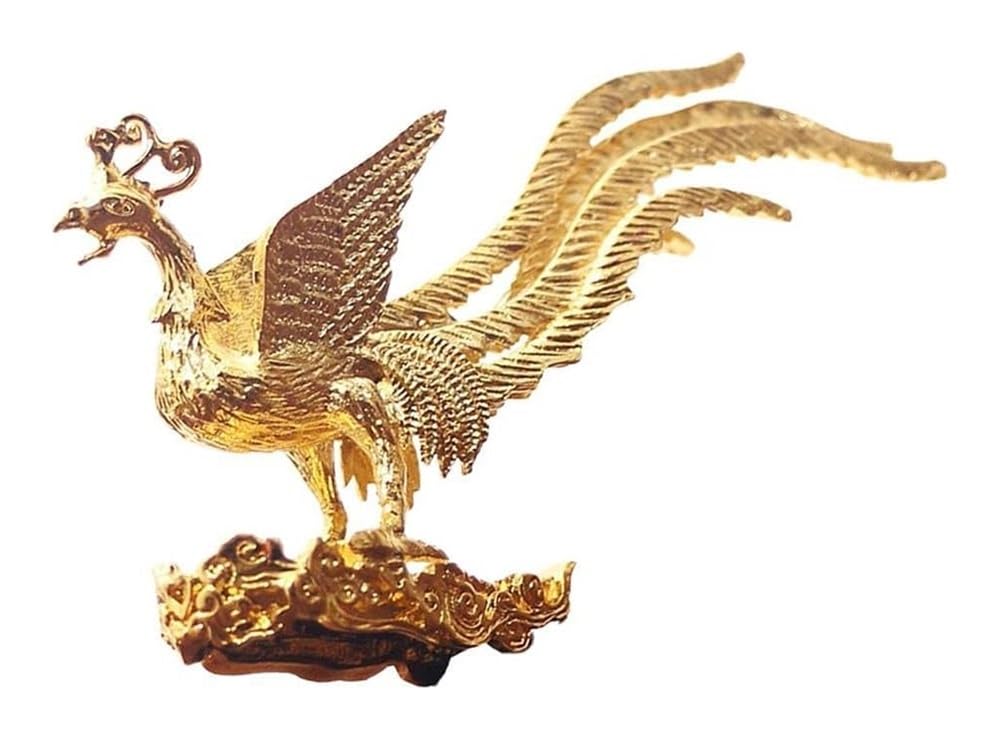KUKUUU Desktop Decoration Statue Sculpture Lucky Long Tail Phoenix Bird Figurine Home Decoration Good Luck