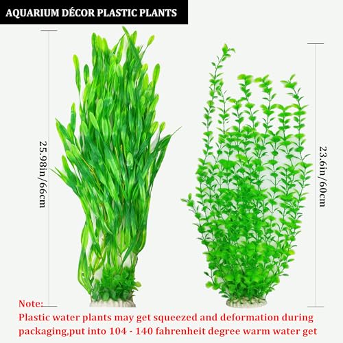 Image of Artificial Aquarium Plants 23.6-26in, Extra Tall Fish Tank Plants for Large Tanks, Plastic Fish Tank Plant 2 Pack, Fake Aquarium Plant, Tall Decorations for Freshwater Aquariums(Green)