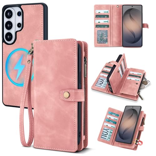 TwoHead étui portefeuille pour Samsung Galaxy S26 Ultra rose avec étui protection et dragonne