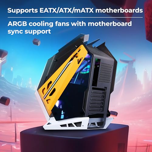 Image of ZEBRONICS Phantom Mid-Tower Premium Gaming Cabinet ATX /mATX /Mini ITX, 2X 120mm Top + 2X 120mm Rear Fan, ARGB Inner Glow,RGB LED Control, Dual Tempered Glass Side Panel, RGB LED Strip