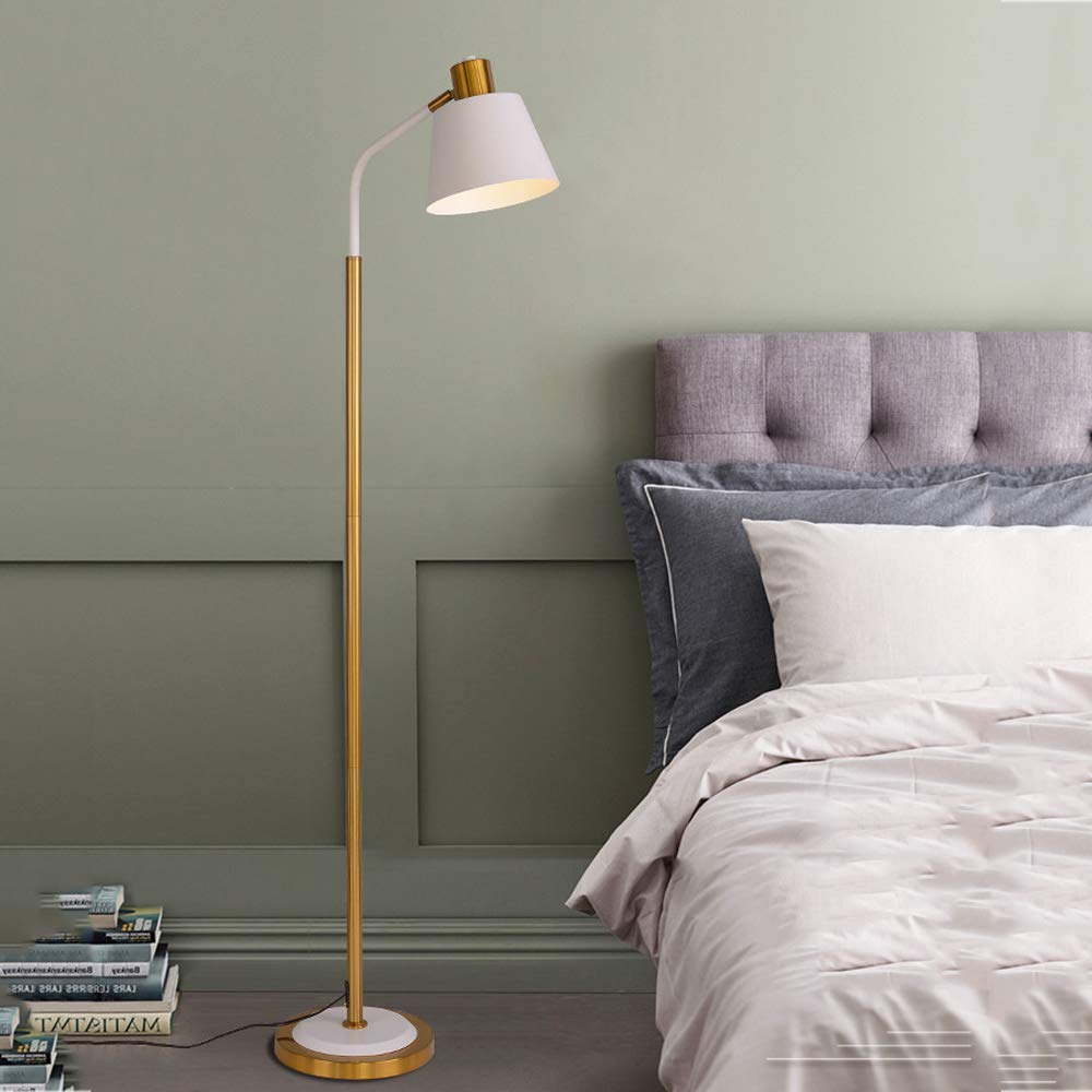Lámpara de Pie Americana Retro con Brazo Largo Flexible y Base E27 para Salón y Dormitorio