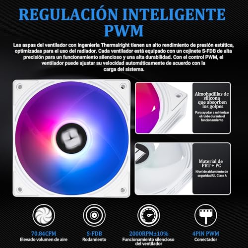 Image of Thermalright Aqua Elite 240 V6 ARGB White CPU Liquid Cooler, 2x120mm Water Radiator,AMD: AM4 /AM5,Intel LGA115X /1200 /1700 /1851, AIO CPU Cooler