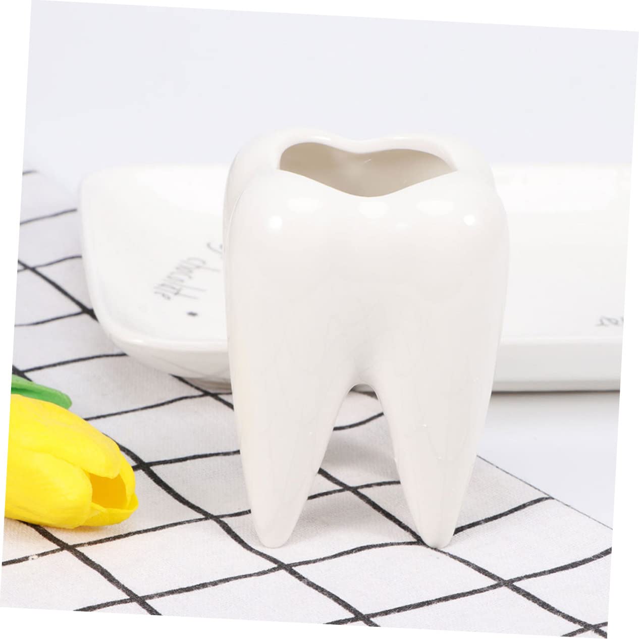 POPETPOP Białe Ceramiczne Doniczki Z Wzorem Zębów 6 Sztuk Małe Stylowe Dekoracje Do Domu Rośliny Doniczkowe
