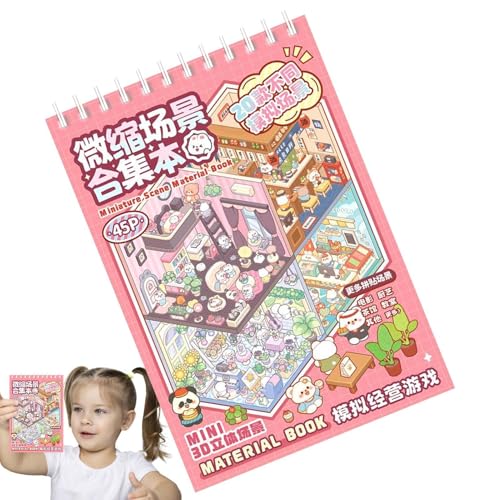 Miniature Scene Sticker Book, House Scene Cartoon Stickers Reusable, Create Your Own Room Stickers...