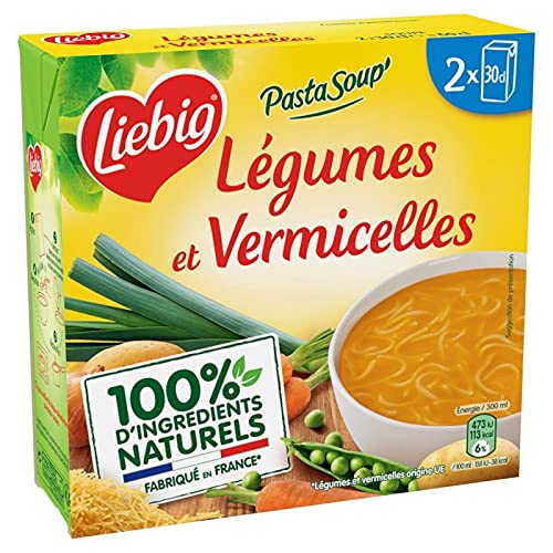 Soupe Délicate Liebig Farandole de Légumes & Pâtes 2x30cl - 600g Réconfortante et Gourmande - Épicerie Fine - Le Lot De 4