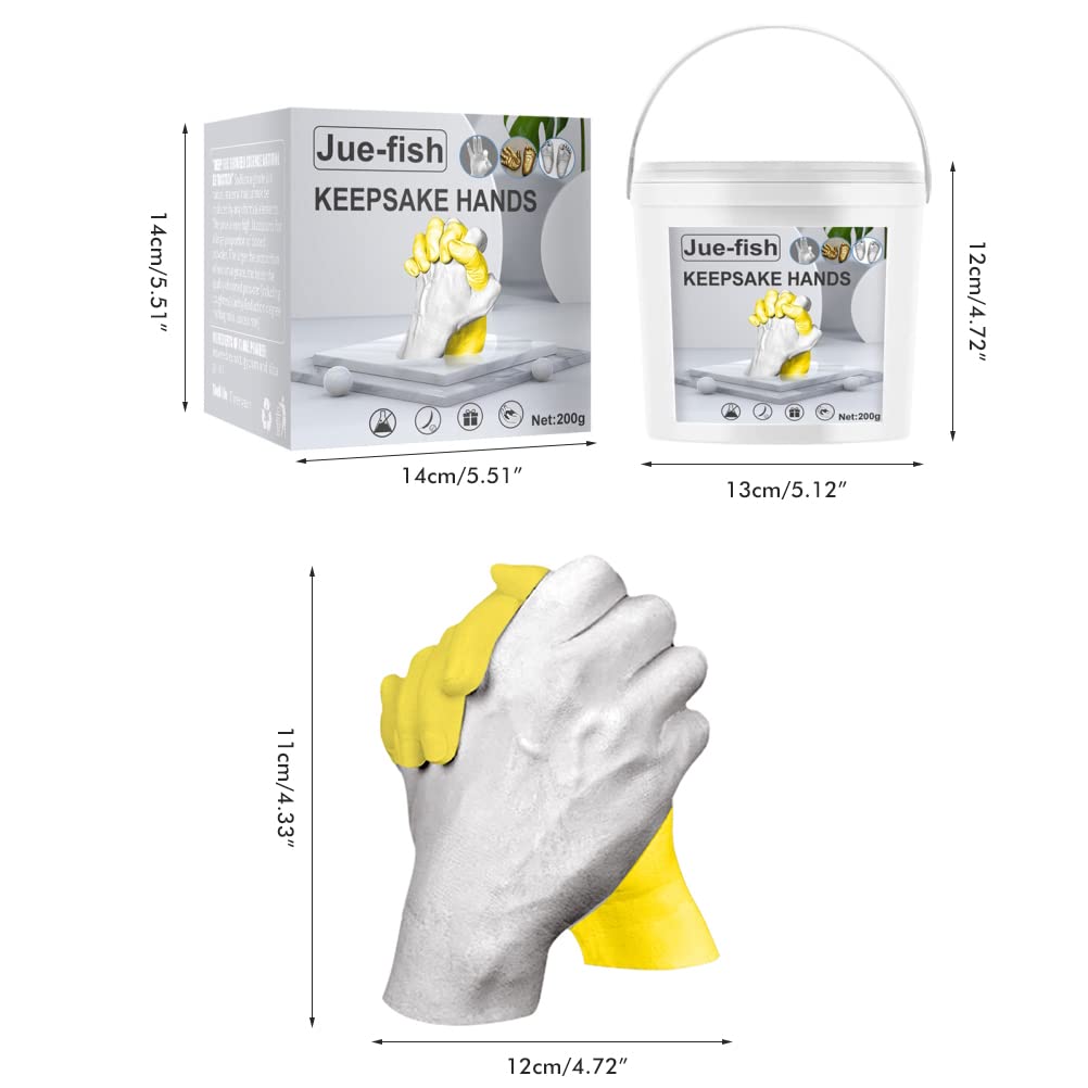 Hidyliu 3D Hand Casting Kit, Couples DIY Hand Molding Kit for Adults, Children Keepsake Hand Kit, with Casting Powder and Stirring Stick, for Valentines Day Wedding Anniversary