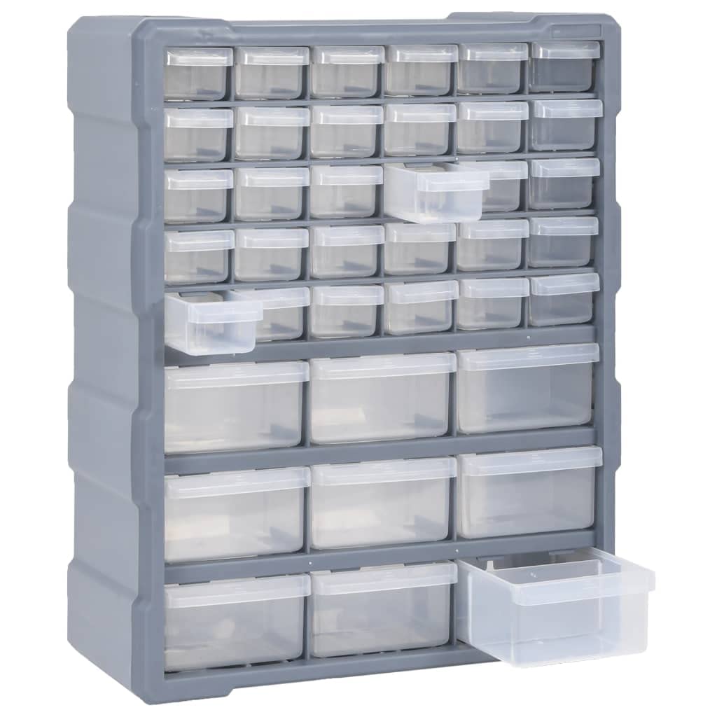 Organizer multi-cassetti con 39 cassetti, 38 x 16 x 47 cm, per officina, cassetti in plastica trasparente per dadi e viti, armadio degli attrezzi da parete