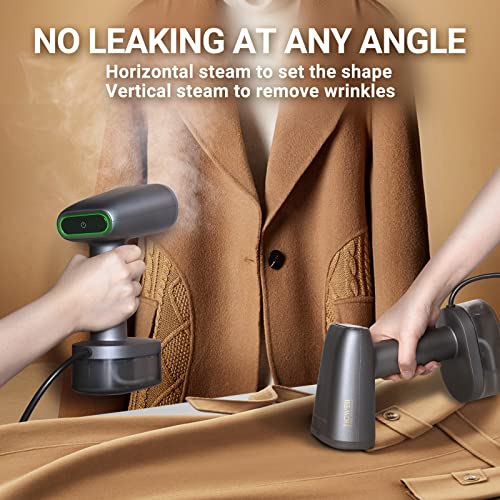 Ticwell Handheld Steamer For Clothes, 1500W Powerful Portable Travel Steamer 25S Fast Heat-Up, 250Ml High Capacity 15Mins Continuous Steam, 2 Fabric Brushes, No Water Spray,One Step Self-Clean #TOP3