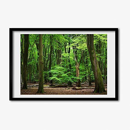 Cadre photo MDF Tulup 60x40 cm décoratif de style bois moderne avec motif forêt