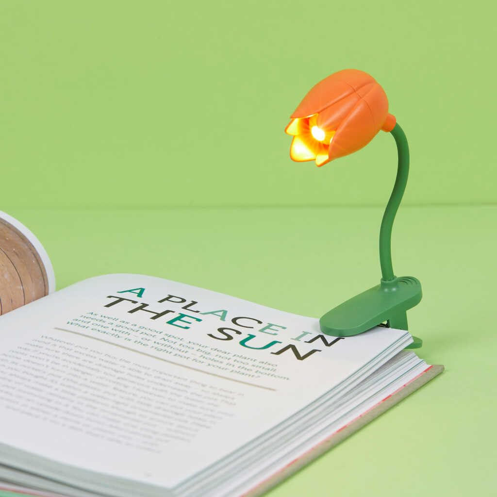 Balvi Lampada Flessibile con Clip a Forma di Tulipano Arancia per Lettura