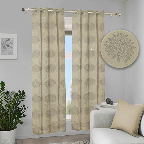 Image of Top Drapes Grey Jacquard 9ft Long Door Curtain with Eyelet and Tie Back (1 Pc) Size 108 Inch (L) x 44.1 Inch (W)