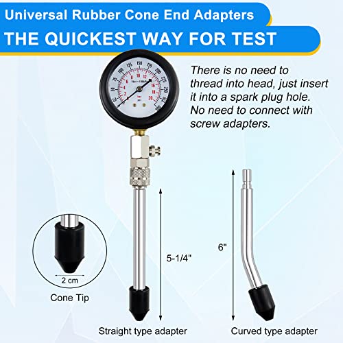 Joyfans 0-300 Psi Compression Tester Automotive Tool, Petrol Gas Engine Cylinder Pressure Test Kit With Gauge Adapter M10 M12 M14 M18 For Small Engine Cars Motorcycles Trucks Suvs Black #TOP2