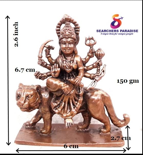 Image of Copper Idols, 2.6 inches, Copper Handmade Goddess Durga, 150 Grams, Patina Antique Finish, Pack of 1 Piece