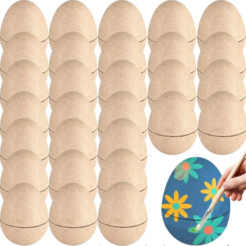 18 Pcs DIY Paper Mache Easter Eggs Easter Craft Supplies Blank Paper Eggs for Crafts Decorating Fillable Paint Your Own Eggs for Easter Party Ornaments Children Egg Hunt Basket Stuffers Fillers (18)