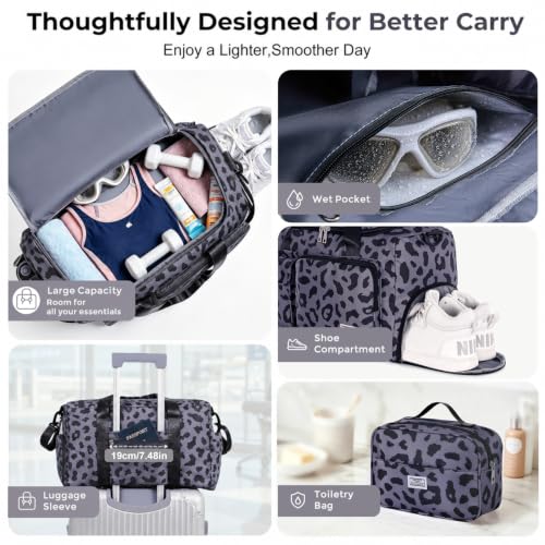 Image of FIORETTO Women's Gym Duffle Bag with Shoes Compartment, 30L Capacity, Ideal for Travel, Gym, Sports, Duffel, Weekender