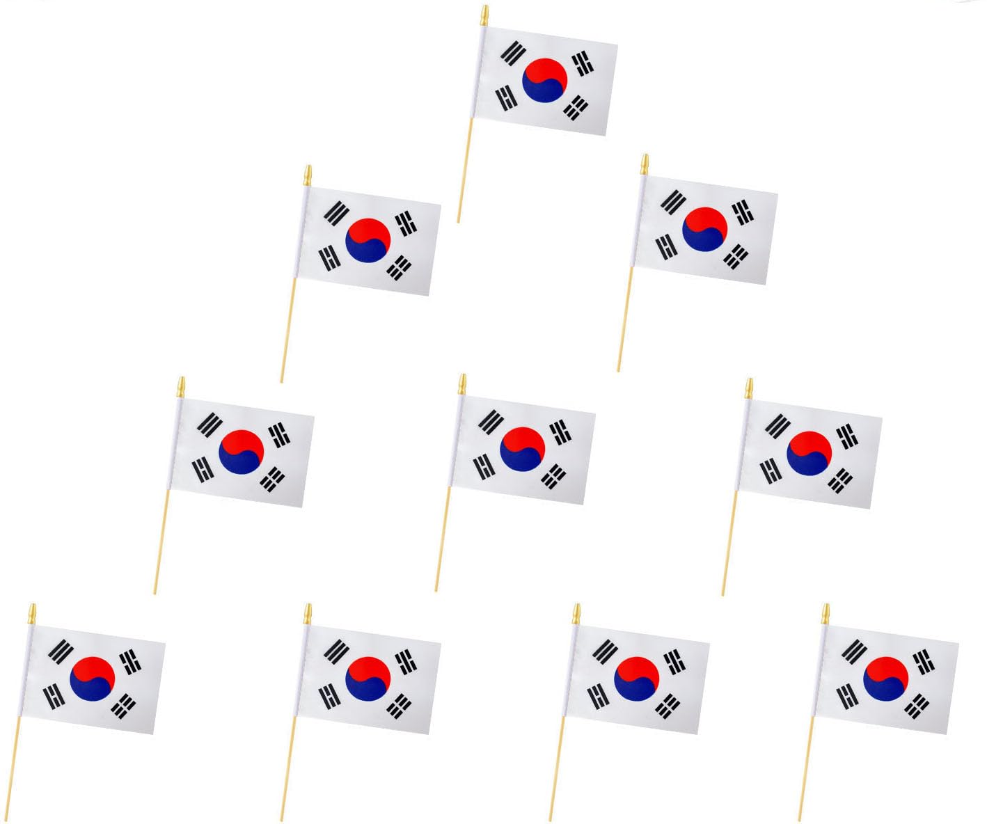 10 Pack South Korean Flags - Handheld Flag- Desktop Flag-5x8 In, Republic of Korea Mini Flag,Safety Ball Top. Suitable For Party Decorations, Store Displays, Bar Decorations And National Day Parades