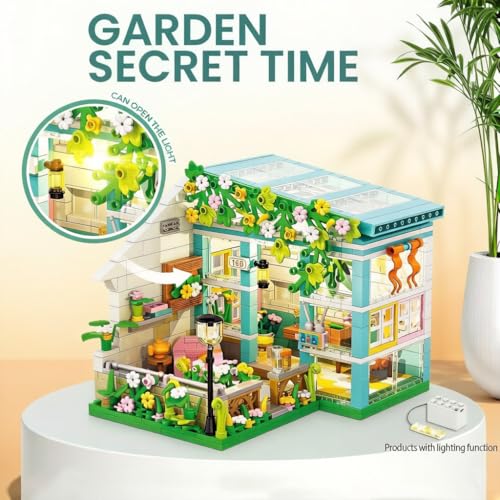 Image of SKY LINE OCEAN Garden LED House Building Block Set, 626+ PCS DIY Mini House with Lights, Creative Garden Cottage Model Kit, Construction Toy Gift for Kids & Teens | 5 Year Structural Warranty