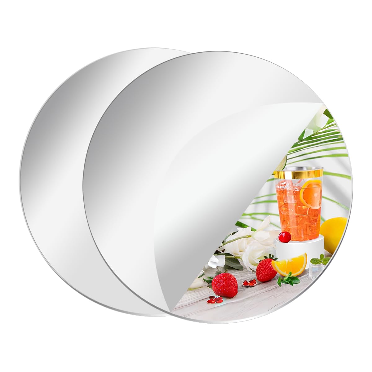 Lot de 2 plaques de miroir rondes pour décorations de table, plateaux de miroir, plaques de miroir rondes pour décoration de table, décorations de table, fêtes de mariage, travaux manuels