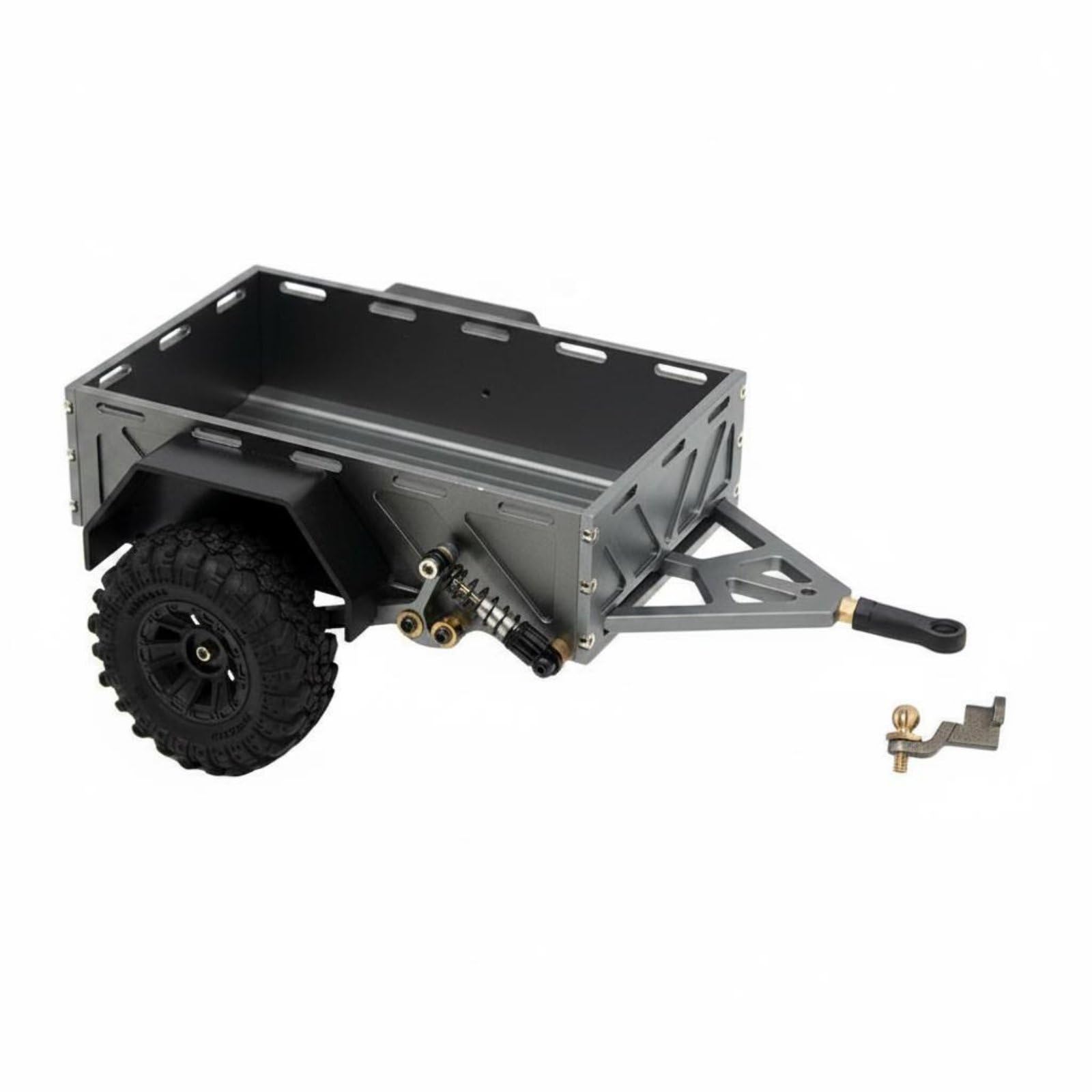 F Fityle Rimorchio in per Veicolo RC Rimorchio Modello Auto Carrello Mini Cargo Accessorio Giocattolo Metallo Struttura Solida Letto Ribaltabile Montaggio, Titanio